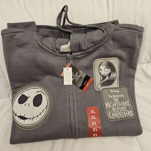 🆕 SIZE XL DISNEY HOODIE The Nightmare Before Christmas full zip w/ patches